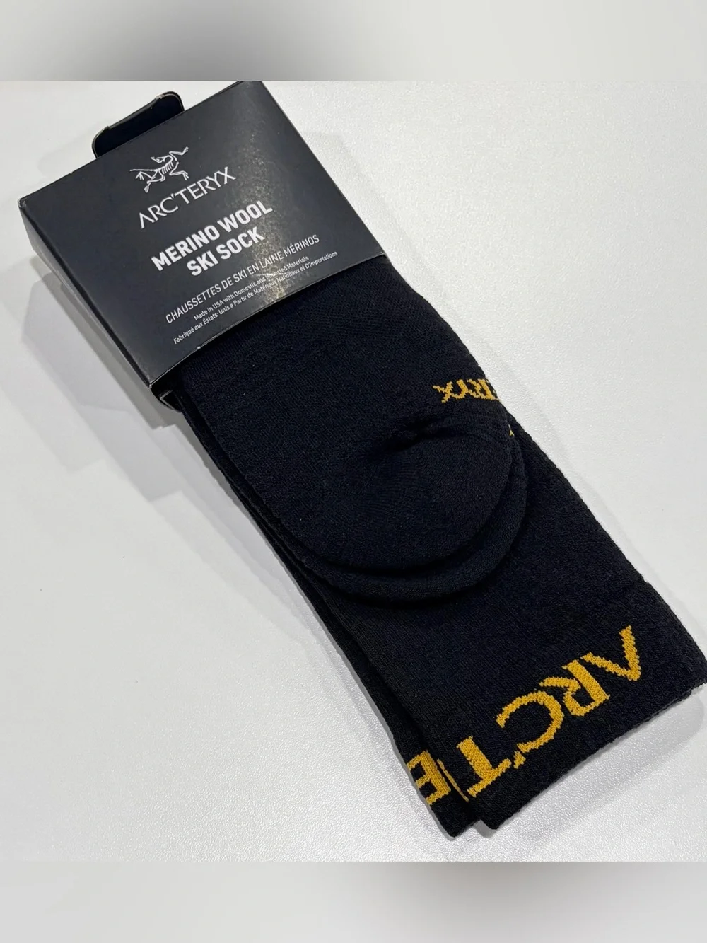 Arc’teryx Men's Medium Merino Wool Ski Sock Black NWT Snow Snowboard Cushion
